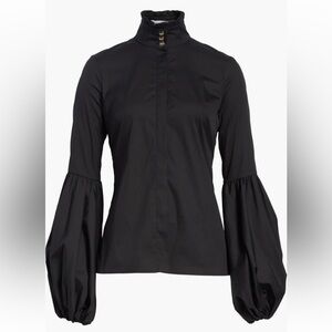 Caroline Constas Mock Neck Button Up Blouse